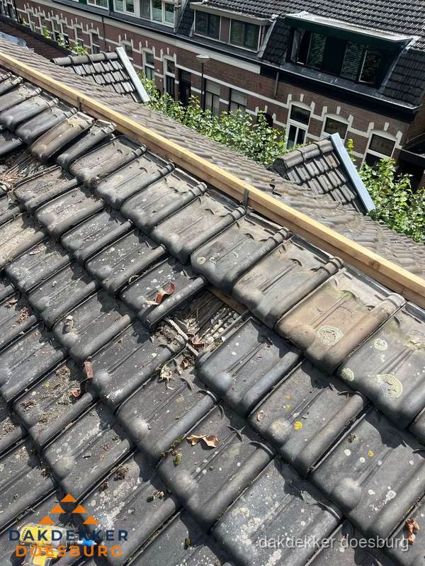 Dakonderhoud aan schuin pannendak met nokvernieuwing in Doesburg